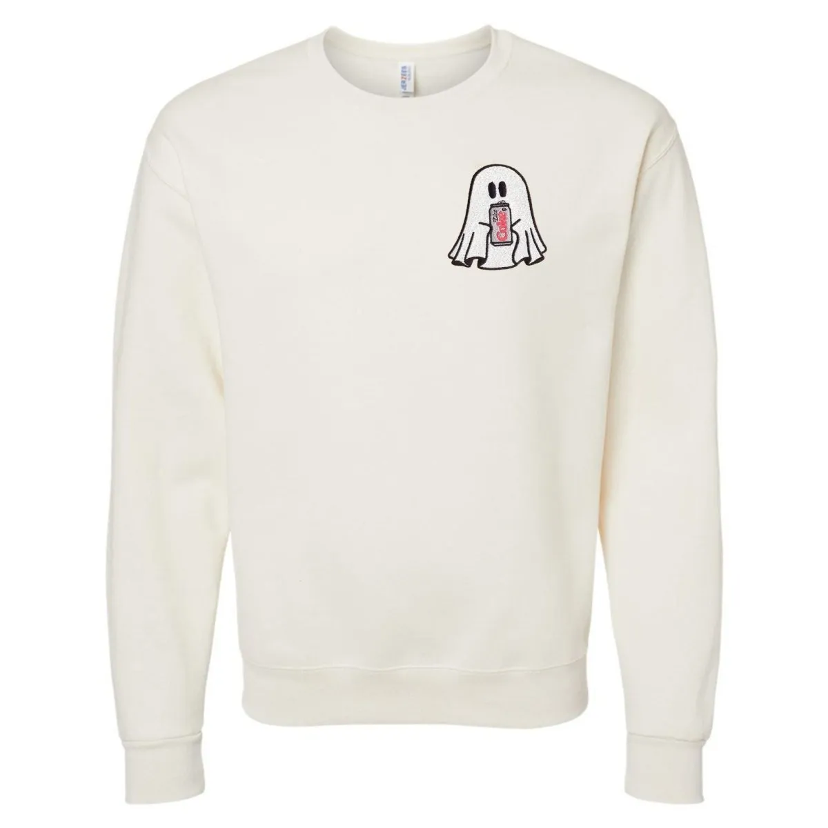 'Diet Coke Ghost' Embroidered Crewneck Sweatshirt