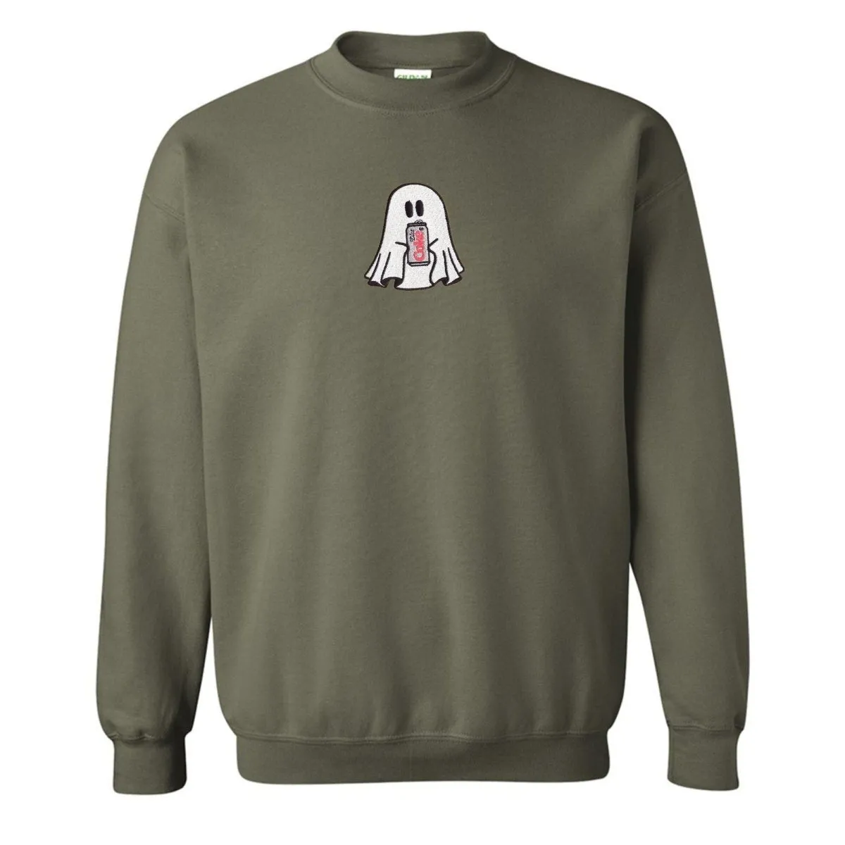 'Diet Coke Ghost' Embroidered Crewneck Sweatshirt