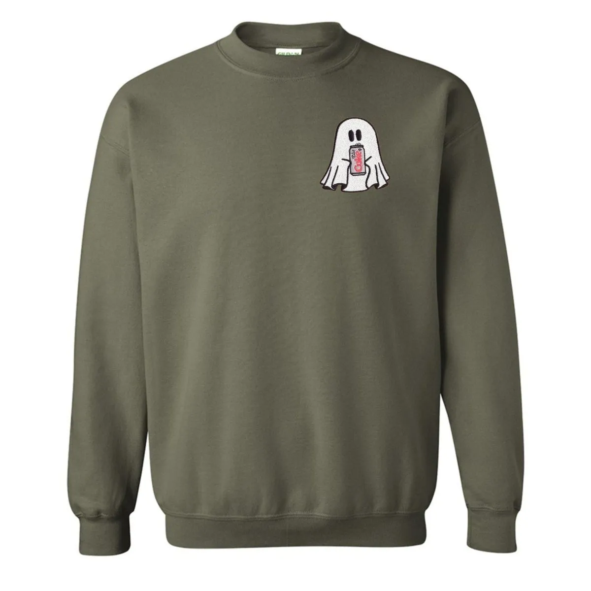 'Diet Coke Ghost' Embroidered Crewneck Sweatshirt