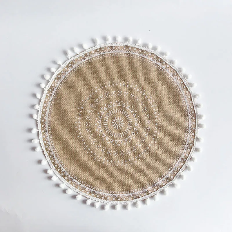 Dining Table Mat Woven Cotton and Linen Coaster  Insulation Mats