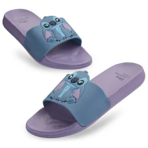 Disney Girls Sliders, Pool or Beach Shoes for Kids - Liliac/Blue Stitch