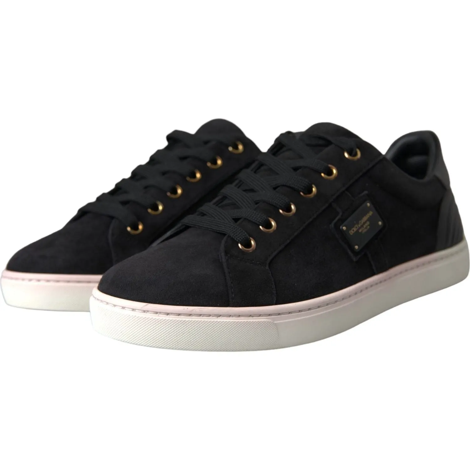 Dolce & Gabbana Black Suede Leather Men Low Top Sneakers Men Shoes