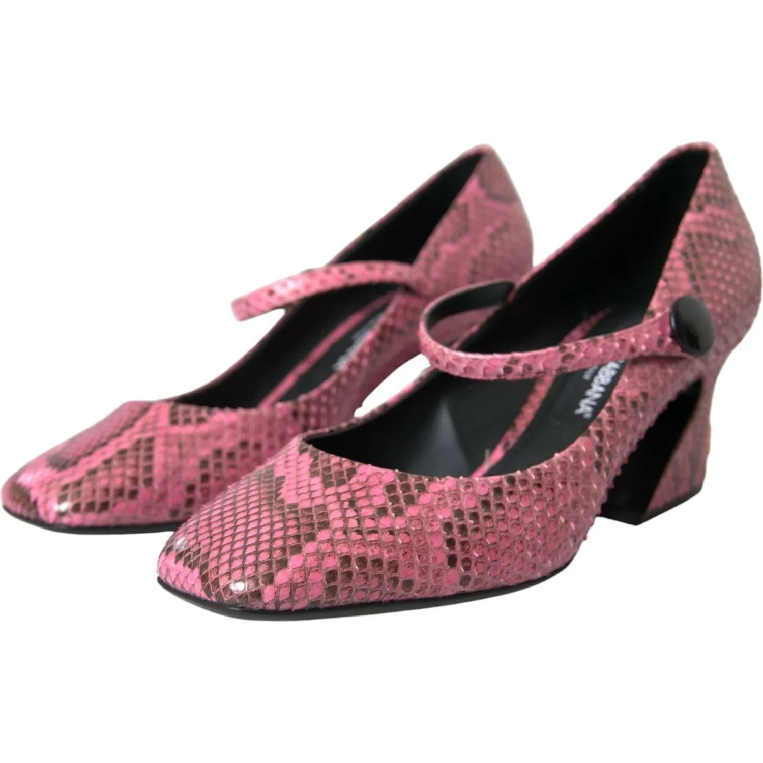 Dolce & Gabbana Pink Python Leather Mary Jane Heels Shoes