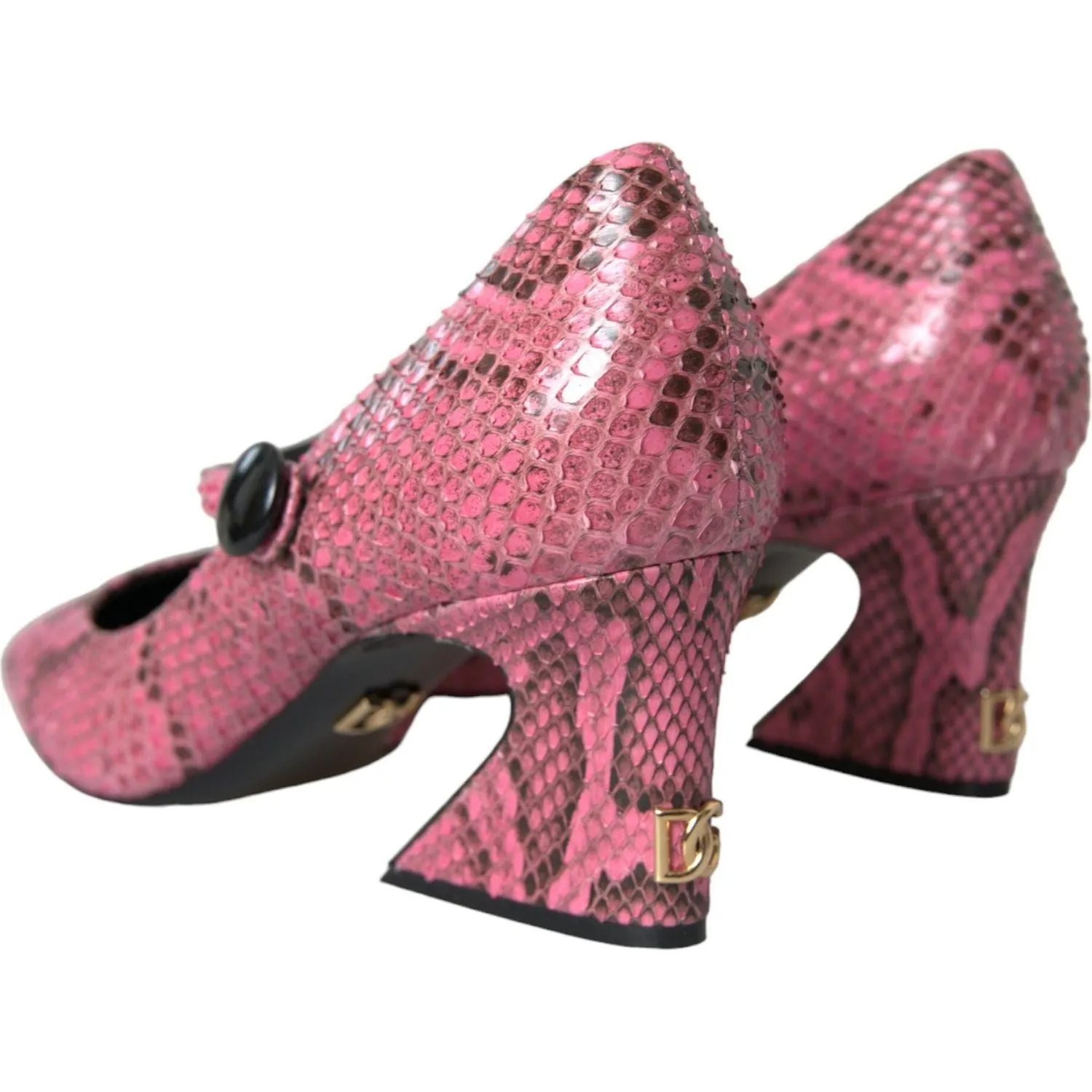 Dolce & Gabbana Pink Python Leather Mary Jane Heels Shoes