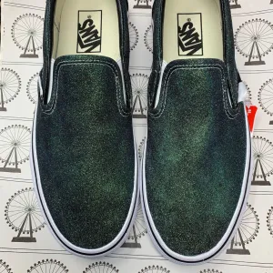 Emerald Glitter Slip On Vans