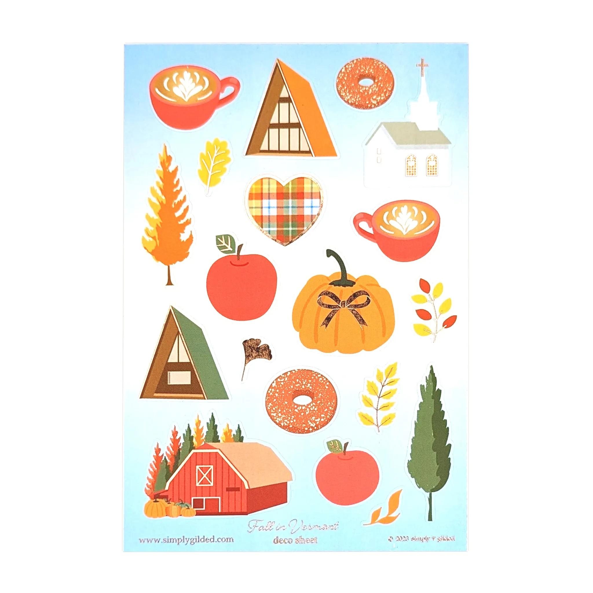 Fall in Vermont (Deco Sheet   rose gold foil) - Restock