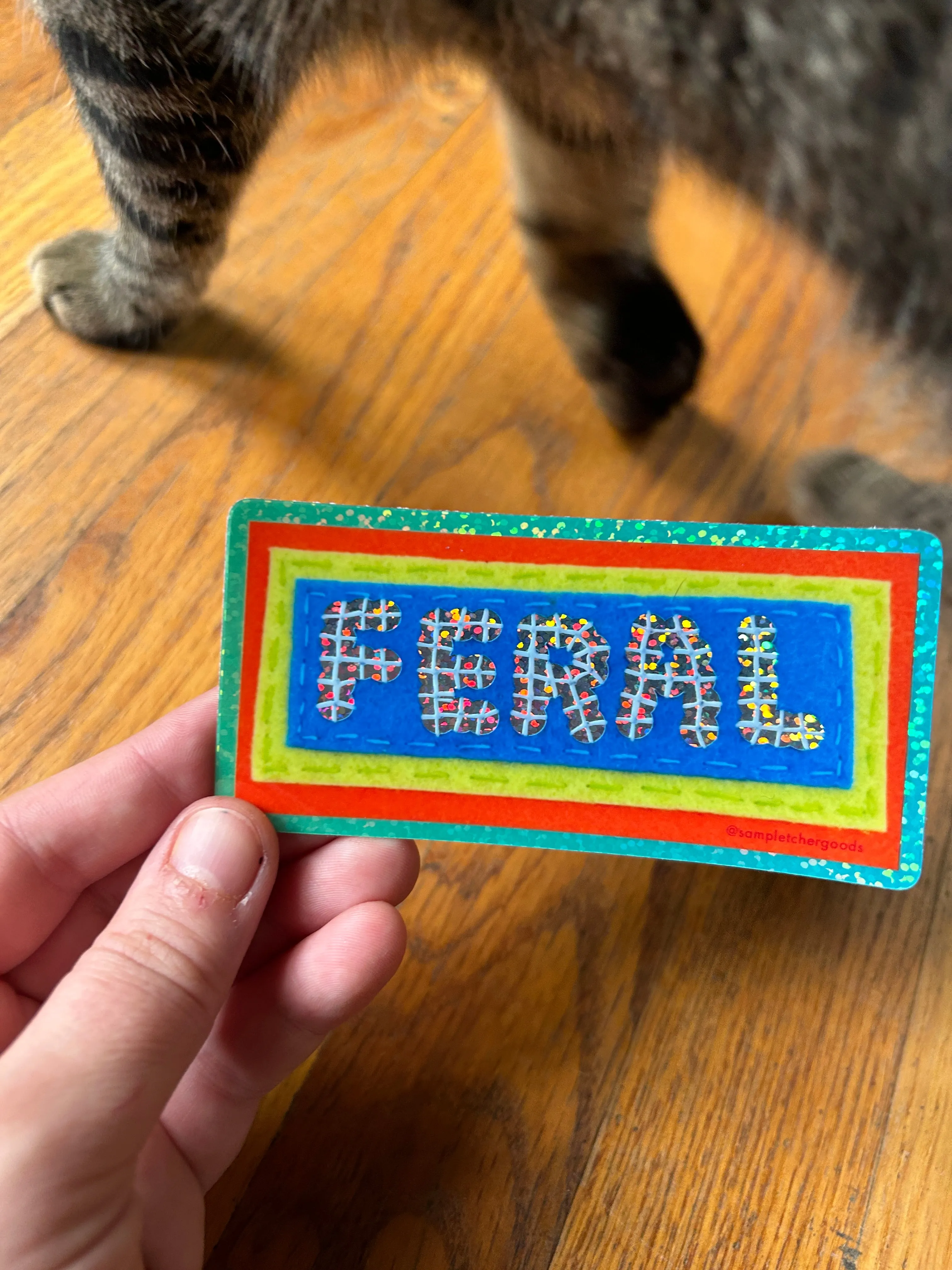 FERAL ~ Sequin Patch Inspired Waterproof Holographic Sticker