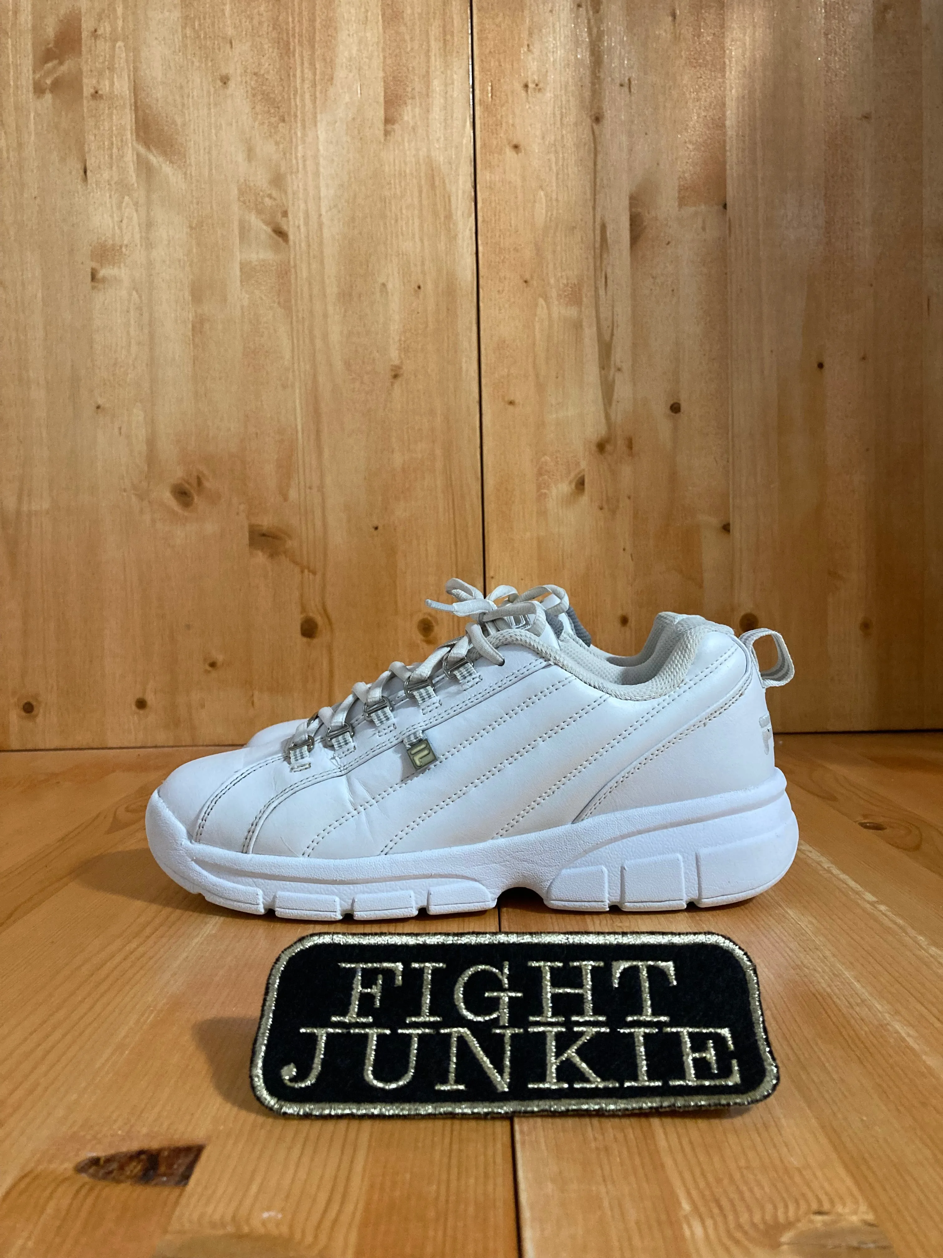 FILA EXCHANGE 2K10 Womens Size 9.5 Athletic Walking Shoes Sneakers Triple White 5SC039LX-133