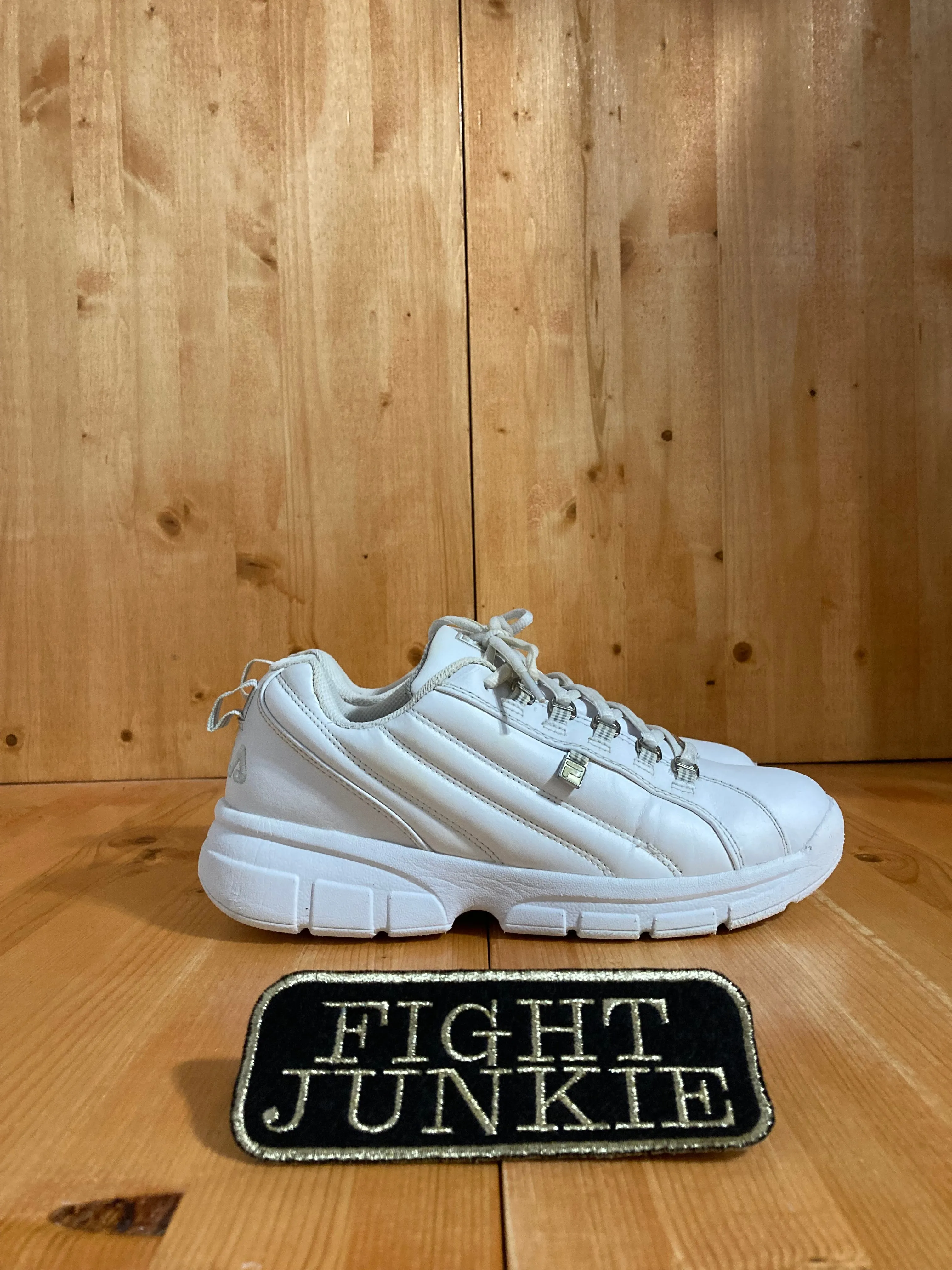 FILA EXCHANGE 2K10 Womens Size 9.5 Athletic Walking Shoes Sneakers Triple White 5SC039LX-133