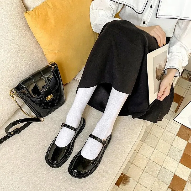 Glossy Retro Vegan Leather Loafers Flat Shoes