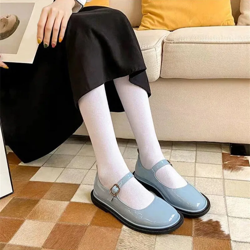 Glossy Retro Vegan Leather Loafers Flat Shoes