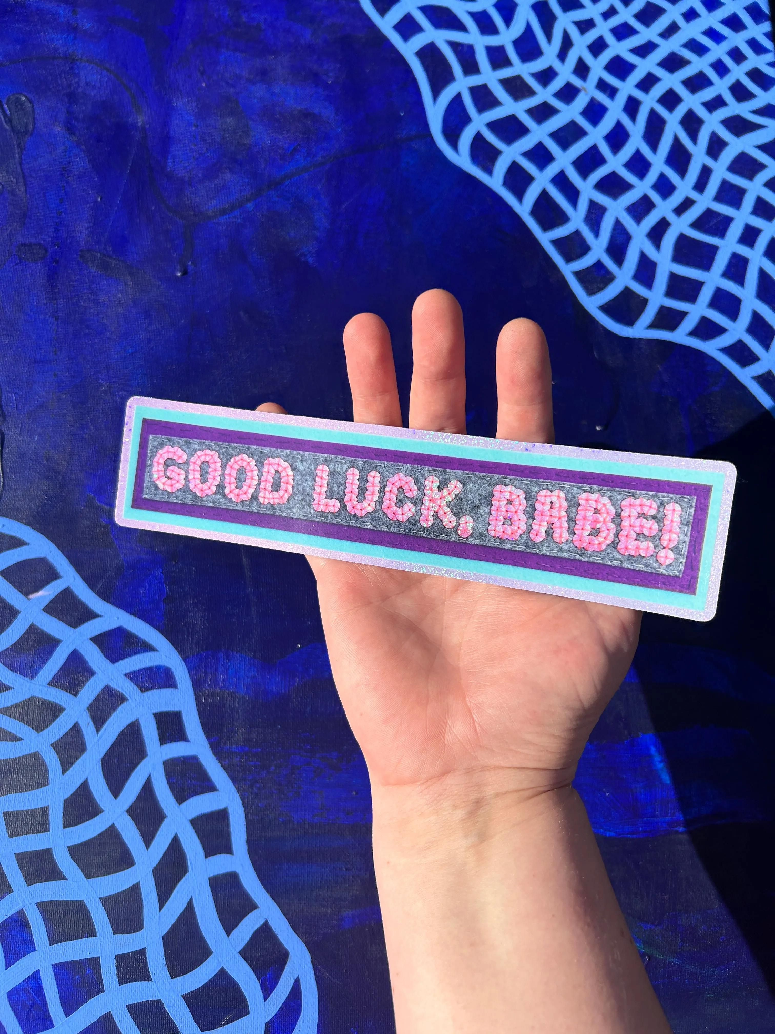 GOOD LUCK, BABE!  ~ Sequin Patch Inspired Waterproof Holographic Sticker