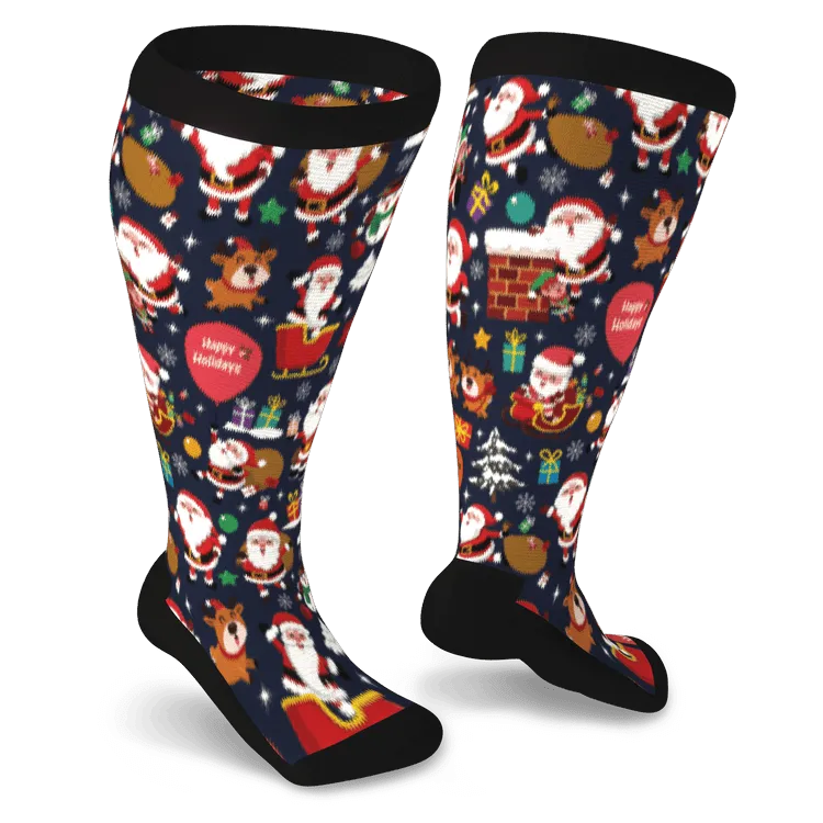 Here Comes Santa Non-Binding Diabetic Socks