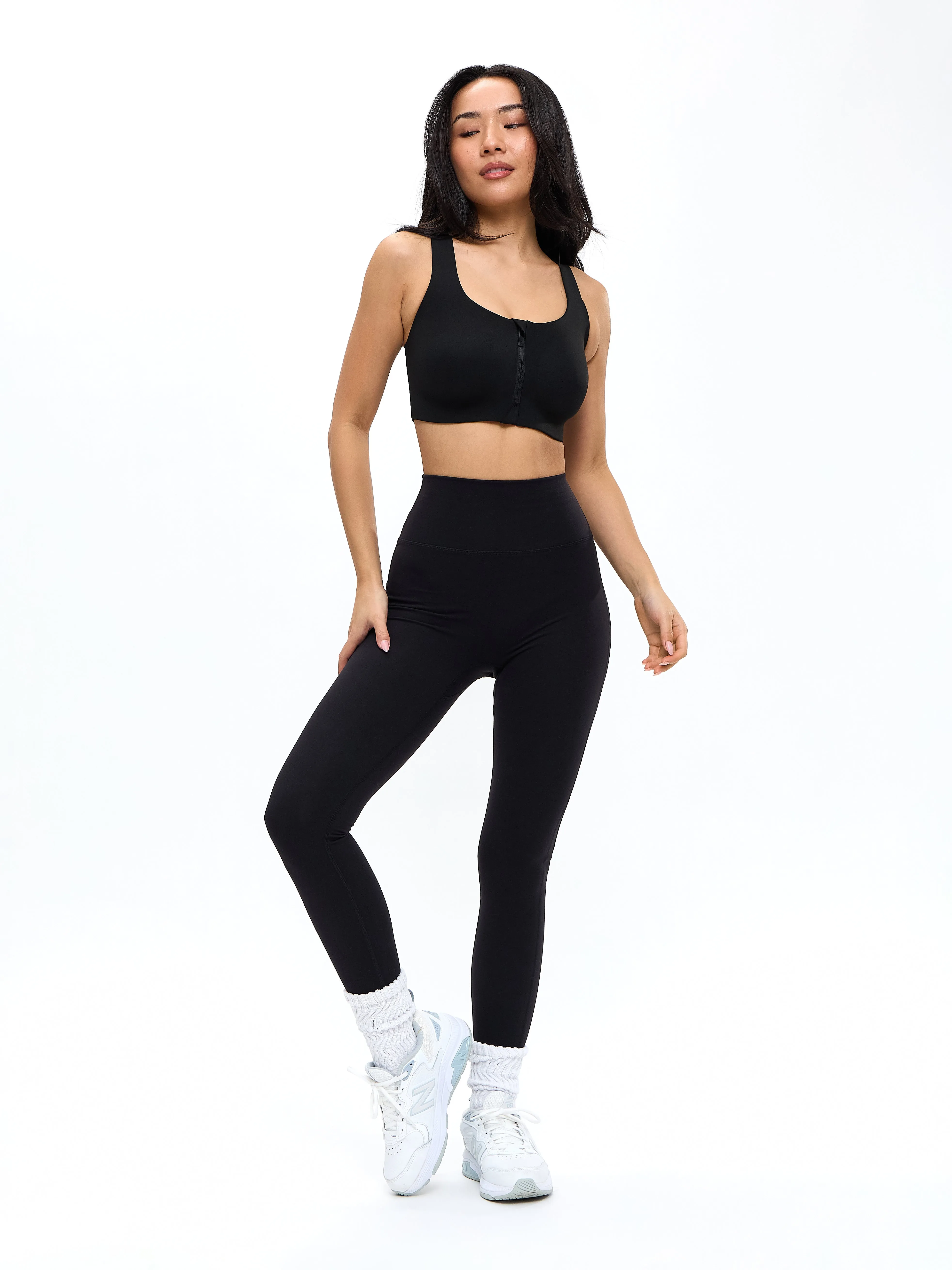 High Impact Zip Sports Bra - Onyx Black