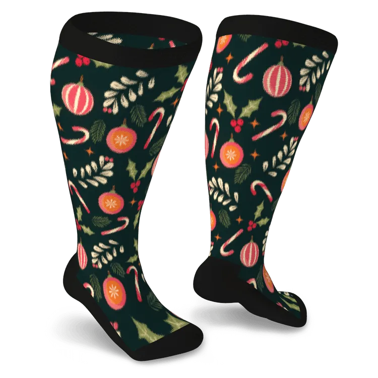 Holly Jolly Non-Binding Diabetic Socks