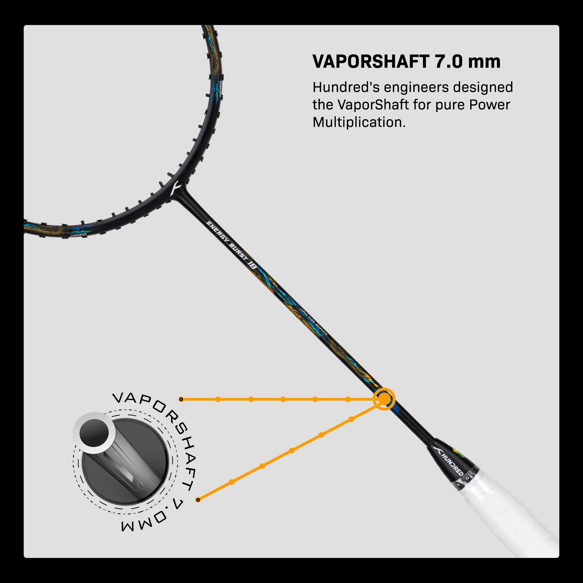 Hundred ENERGY BURST 18 Strung Badminton Racquet (Black / Blue)