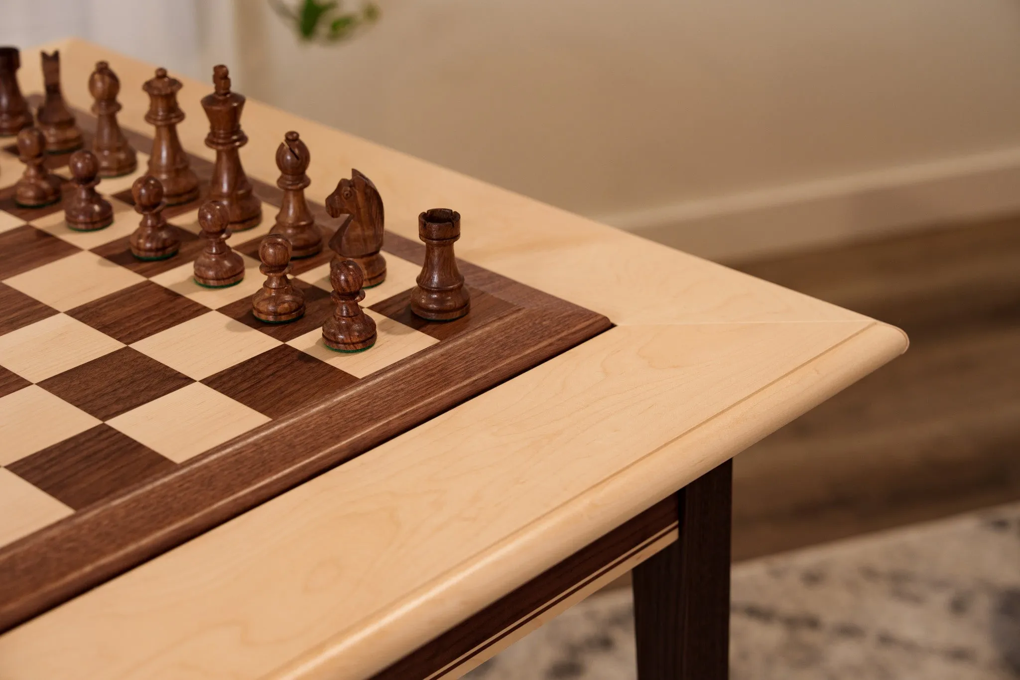 JLP Walnut Maple Premium Hardwood Chess Table