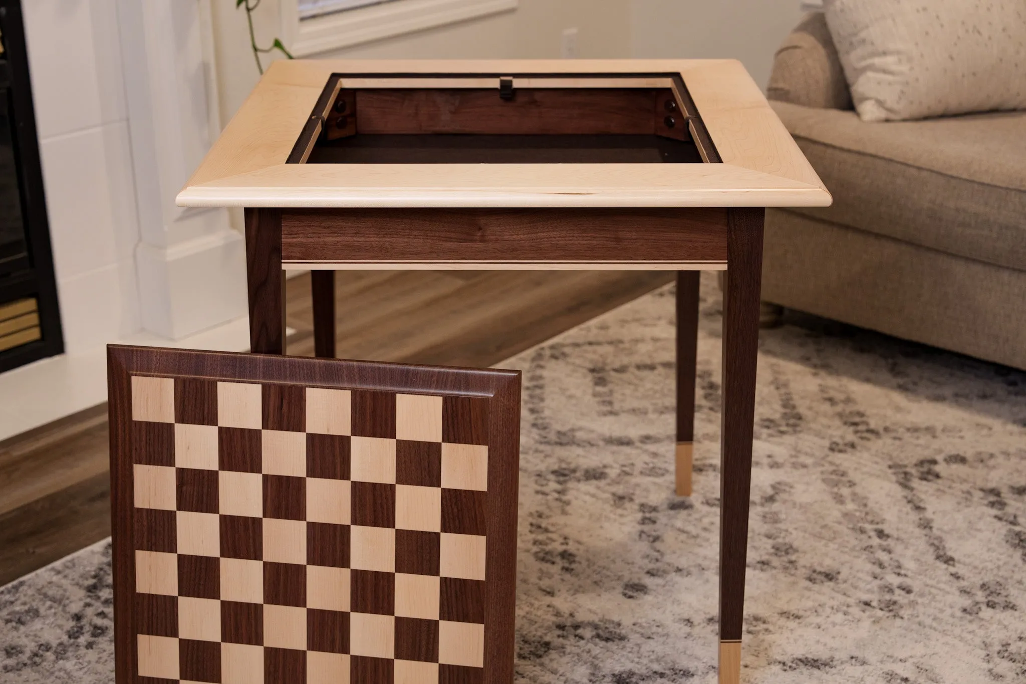 JLP Walnut Maple Premium Hardwood Chess Table