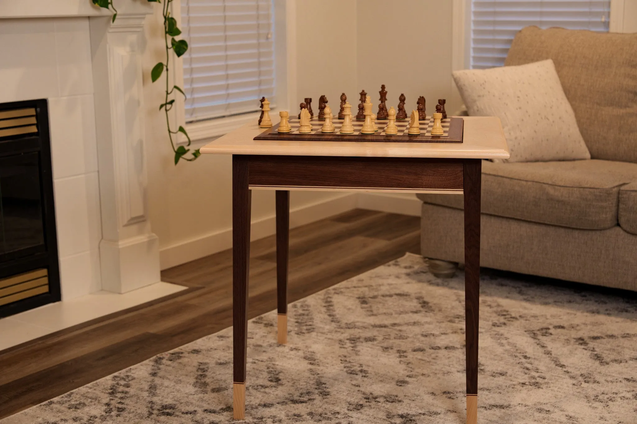 JLP Walnut Maple Premium Hardwood Chess Table