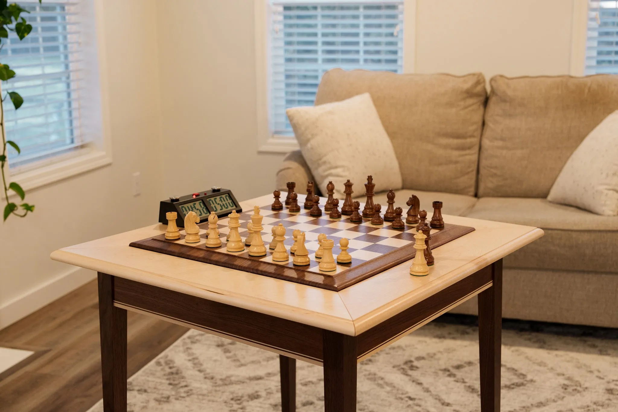 JLP Walnut Maple Premium Hardwood Chess Table