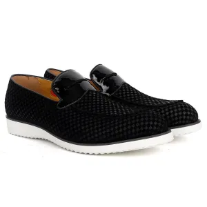 John Mendson Full Checkered Black Suede Leather Designer