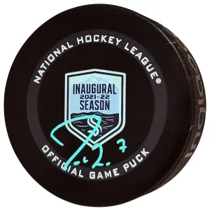 Jordan Eberle Autographed Official Seattle Kraken Inaugural Season Logo Hockey Game Puck Signed In Teal Fanatics Holo Stock #211615