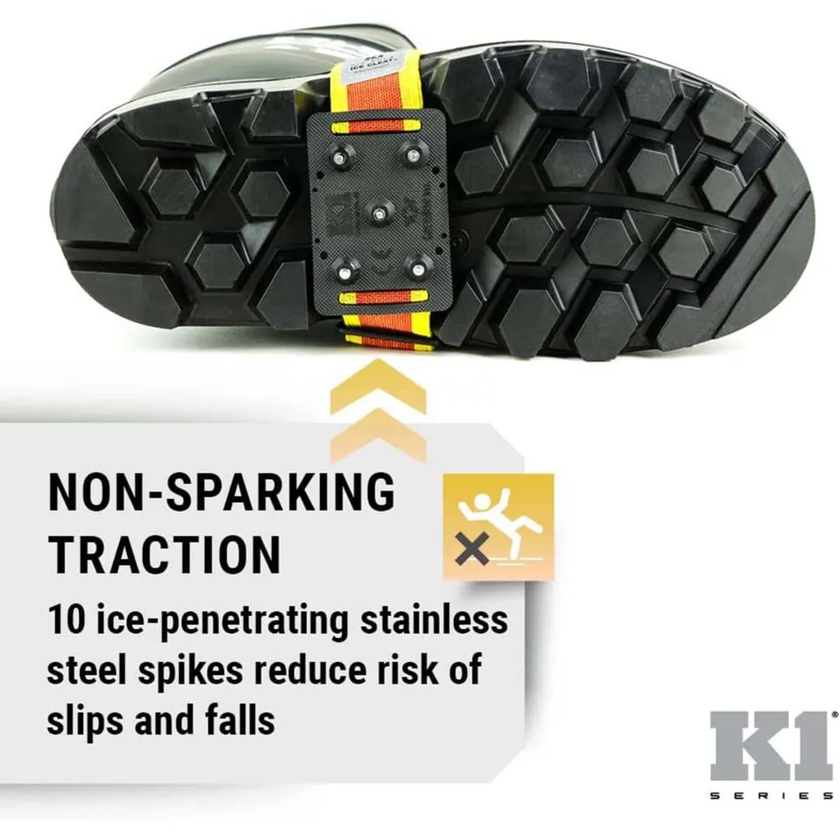 K1 Ice Cleats Original Mid-Sole Ice Cleats High-Profile Intrinsic - Hi-Vis