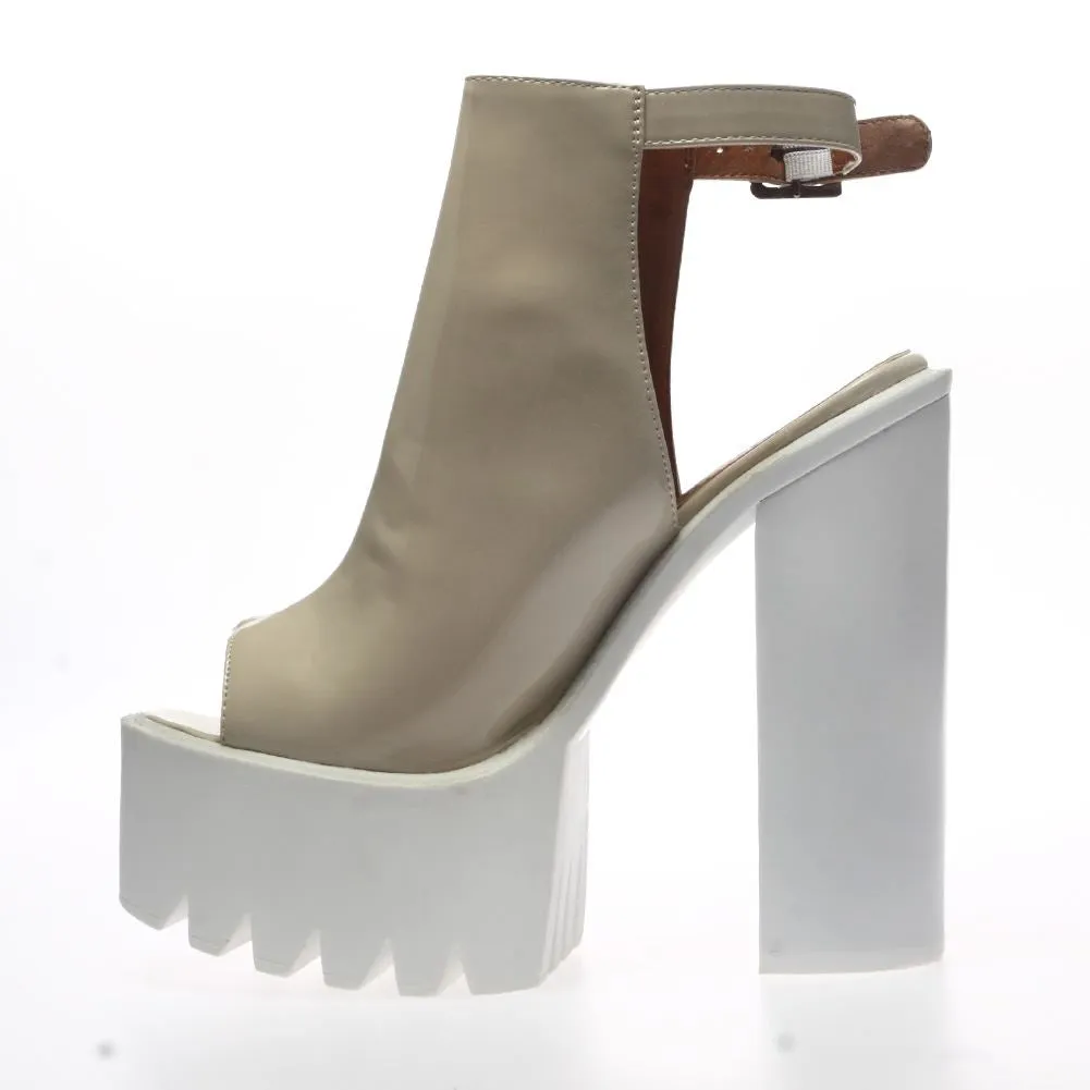 Kelis Nude Cleated Sole Platform Heel Shoes