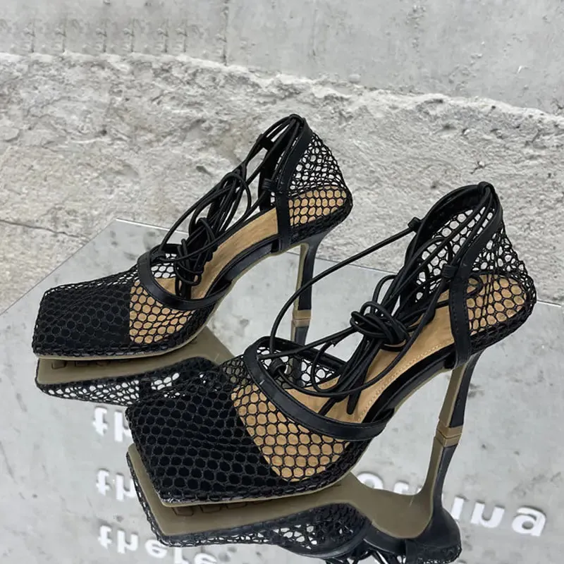 Ladies High Heel Lace Up Sandals