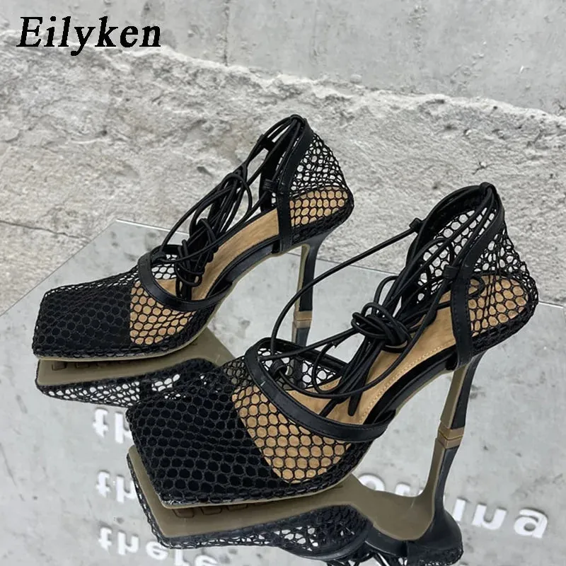 Ladies High Heel Lace Up Sandals