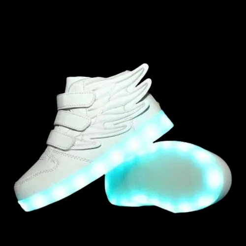 Led Shoes With Flying Straps For Kids - White  | Kids Led Light Shoes  | Led Light Shoes For Girls & Boys