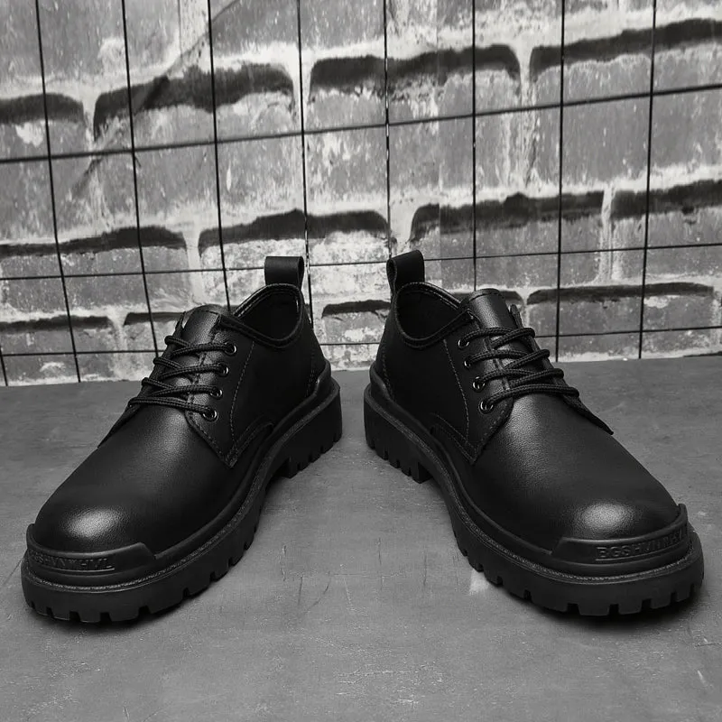 Men's Black Genuine Leather Casual Oxfords Shoes