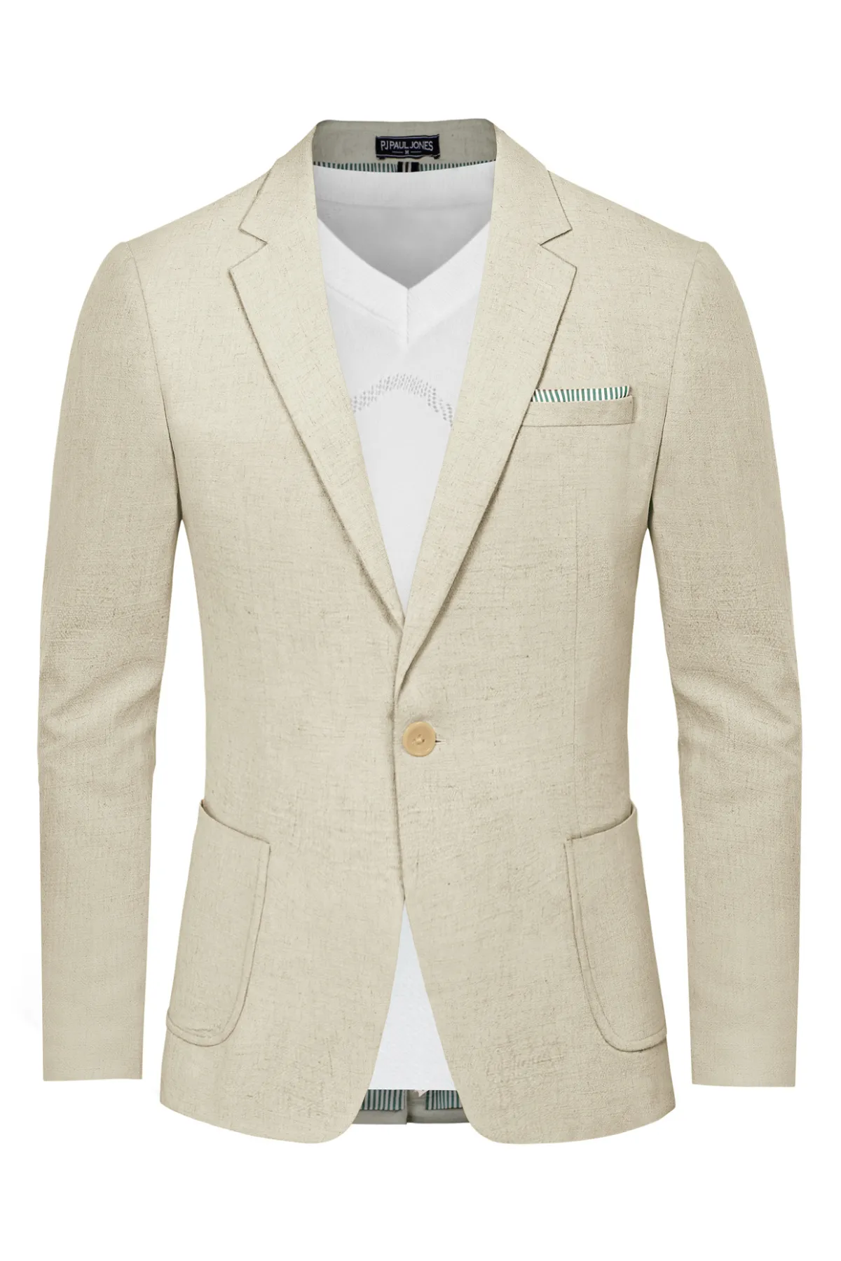 Men's Casual Slim Fit Linen Jacket Lightweight Two Buttons Blazer Sporty Slim Fit Leisure Blazer