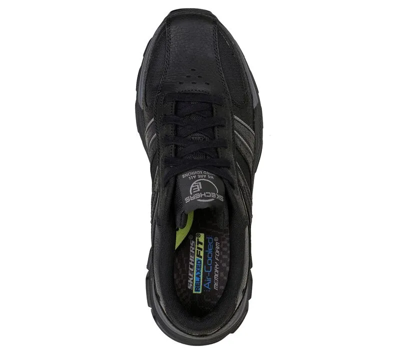 Men's Relaxed Fit Skechers 204330 Respected Edgemere Good Year Walking Trainers - Black