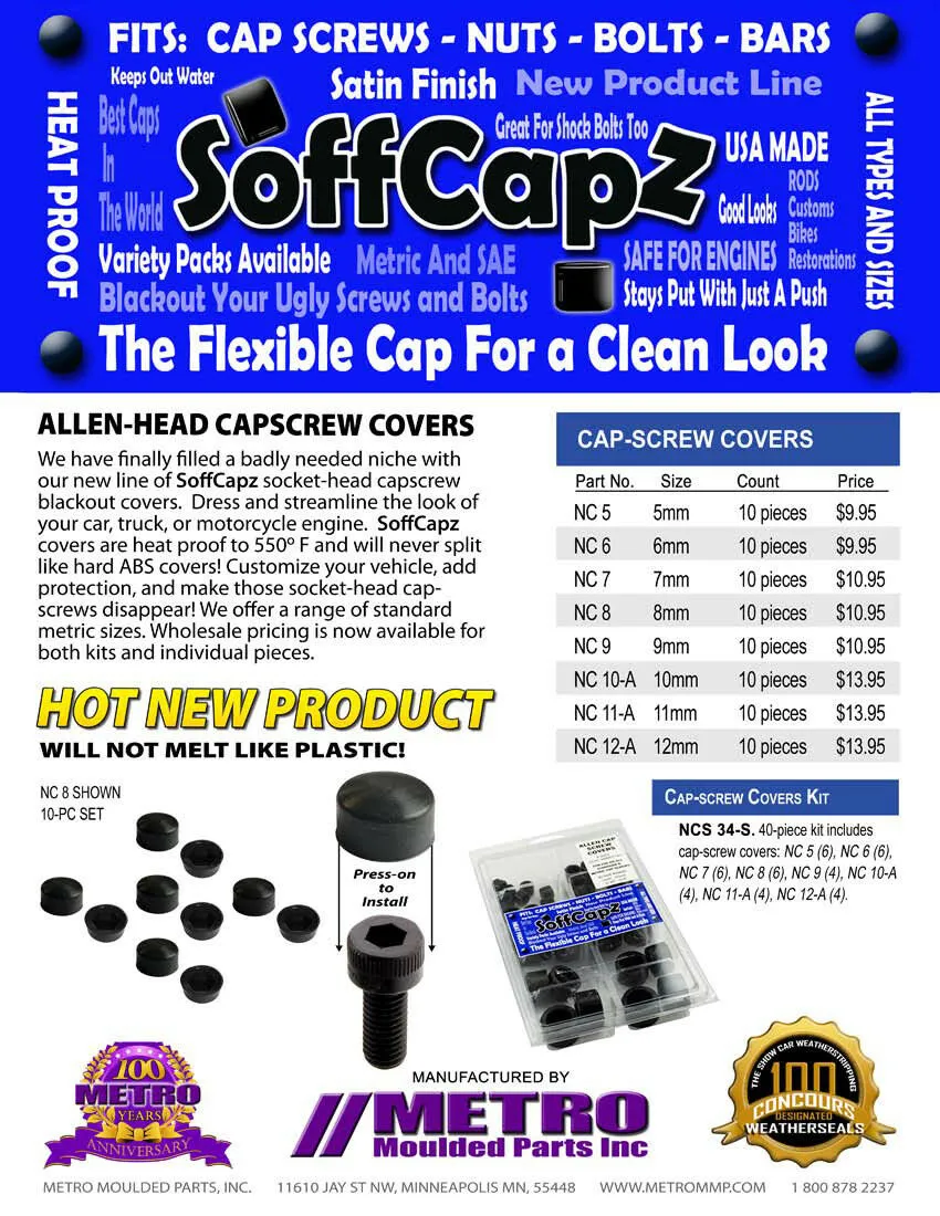 Motorcycle & Bicycle SoffCapz Black Allen Head Capscrew Protection Cover Caps