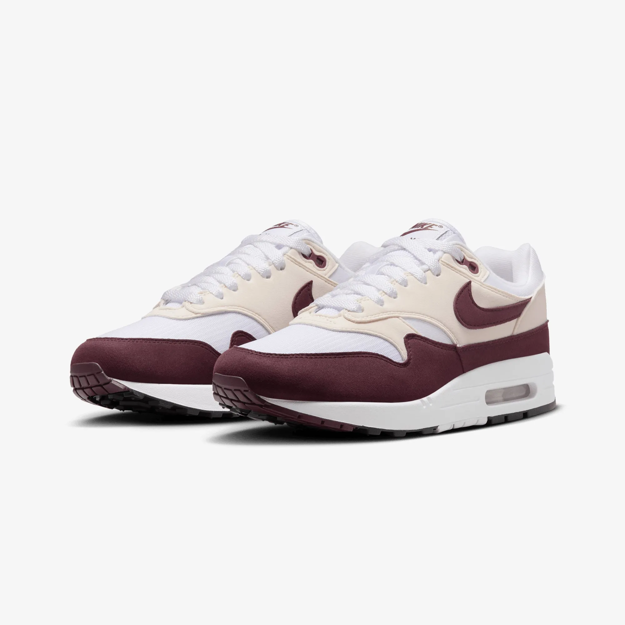 NIKE | WMN'S AIR MAX 1 { WHITE/NIGHT MAROON-PHANTOM-BLACK