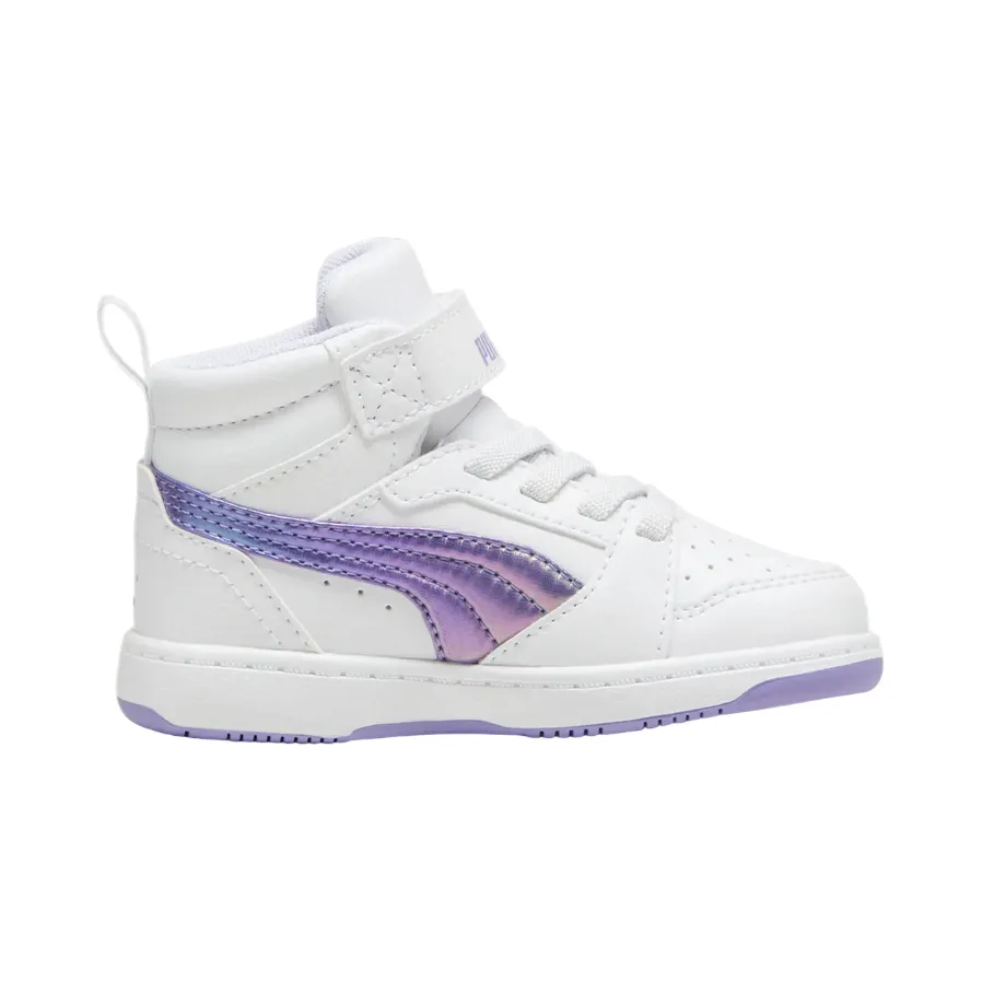 Puma scarpa sneakers alta da bambina Rebound V6 Mid Bouncy 398727-01 bianco-lavanda