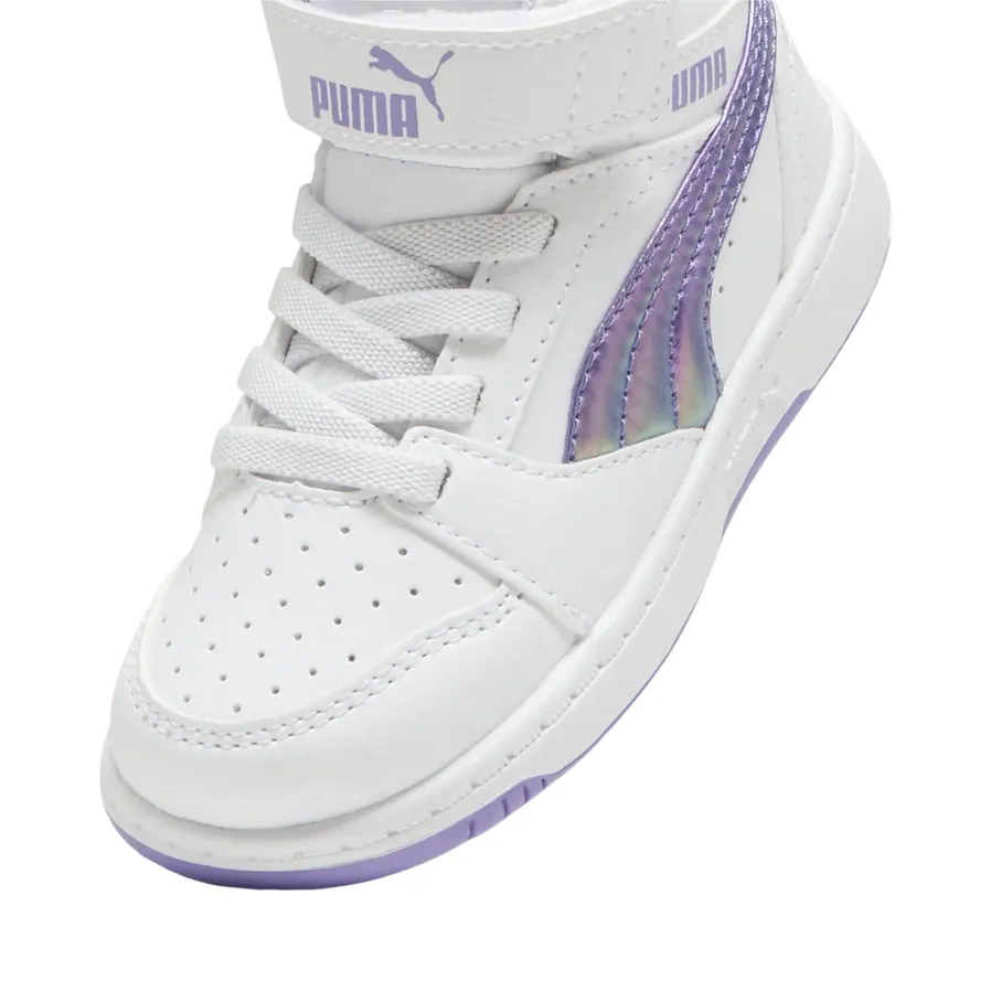 Puma scarpa sneakers alta da bambina Rebound V6 Mid Bouncy 398727-01 bianco-lavanda