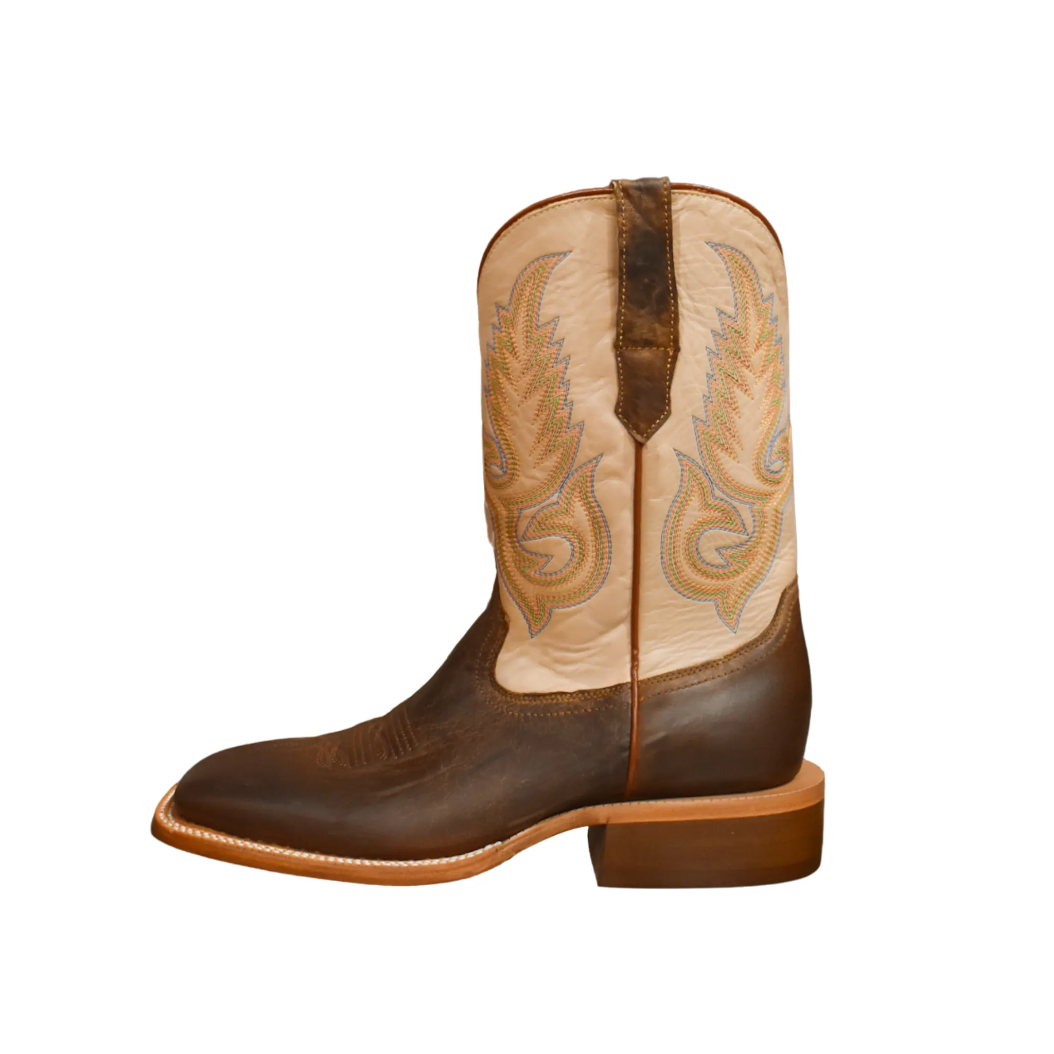 R. WATSON MEN'S MAD BROWN GOAT IVORY COW WESTERN BOOT - WR0006-2