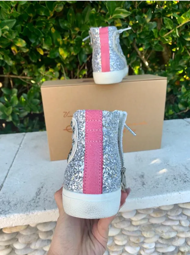 RAY VH SILVER GLITTER HIGH TOP SNEAKER