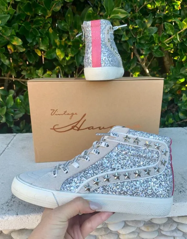 RAY VH SILVER GLITTER HIGH TOP SNEAKER