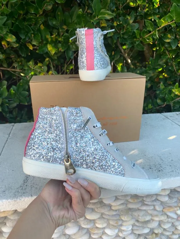 RAY VH SILVER GLITTER HIGH TOP SNEAKER