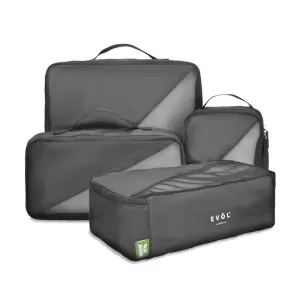 Recycled Travel Packing Cubes 4 Pack Black