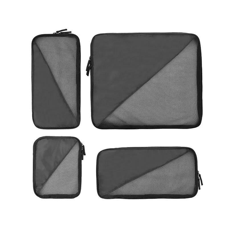 Recycled Travel Packing Cubes 4 Pack Black