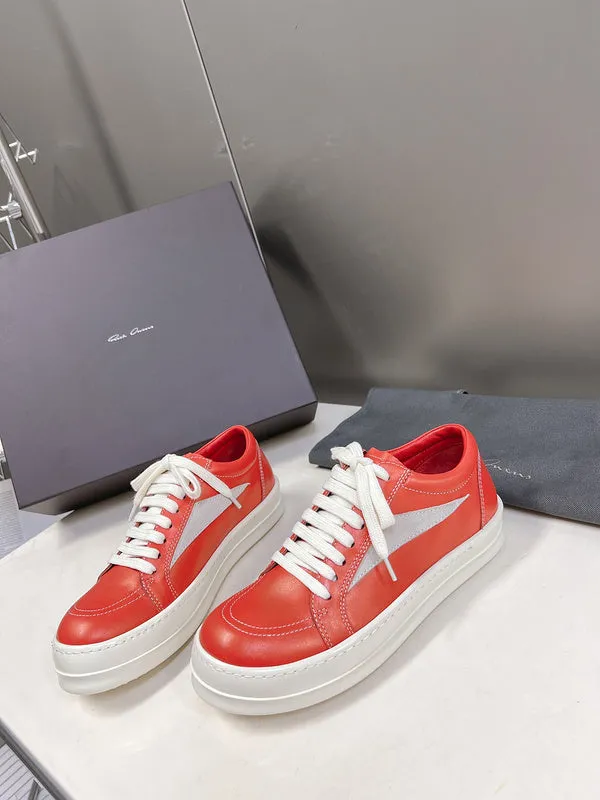 Rick Owens Low-Top Sneakers - Red Leather