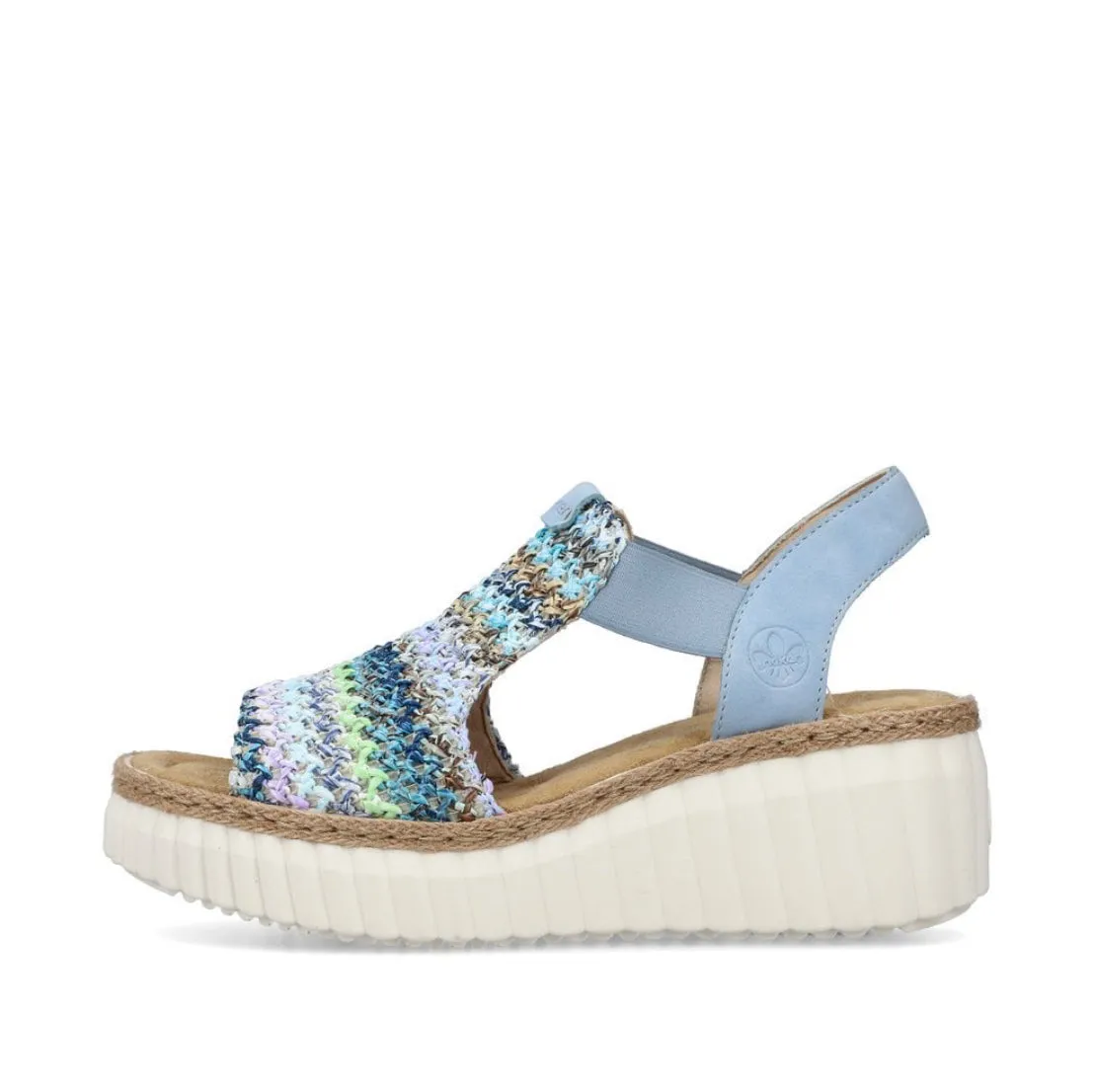 Rieker 69172-91 Morelia Blue Multi Weave Wedge Sandals