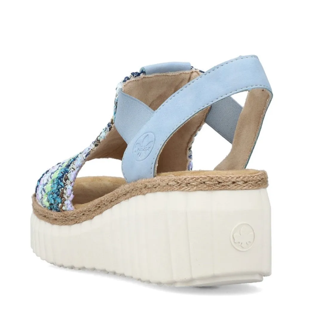 Rieker 69172-91 Morelia Blue Multi Weave Wedge Sandals