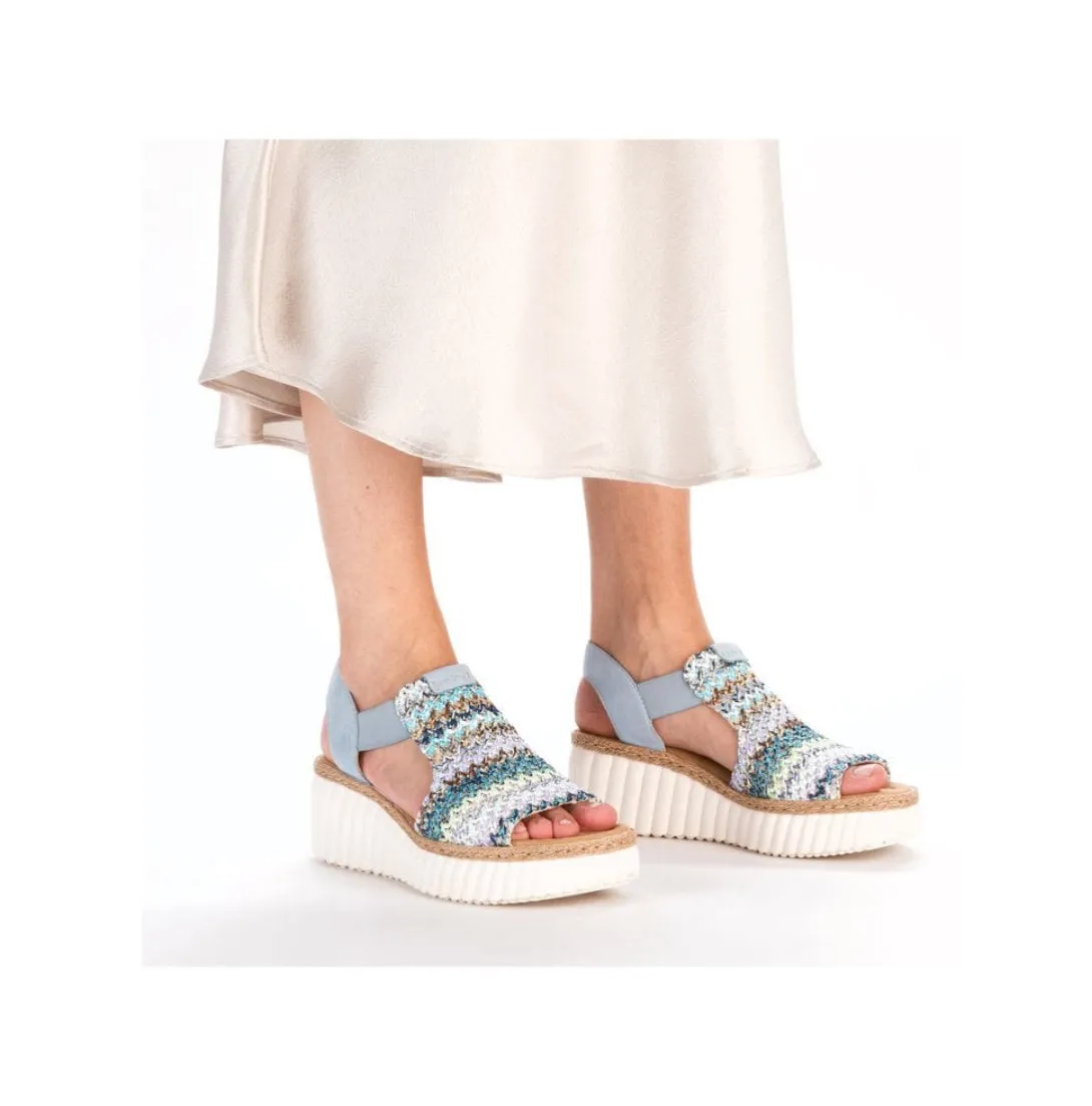 Rieker 69172-91 Morelia Blue Multi Weave Wedge Sandals