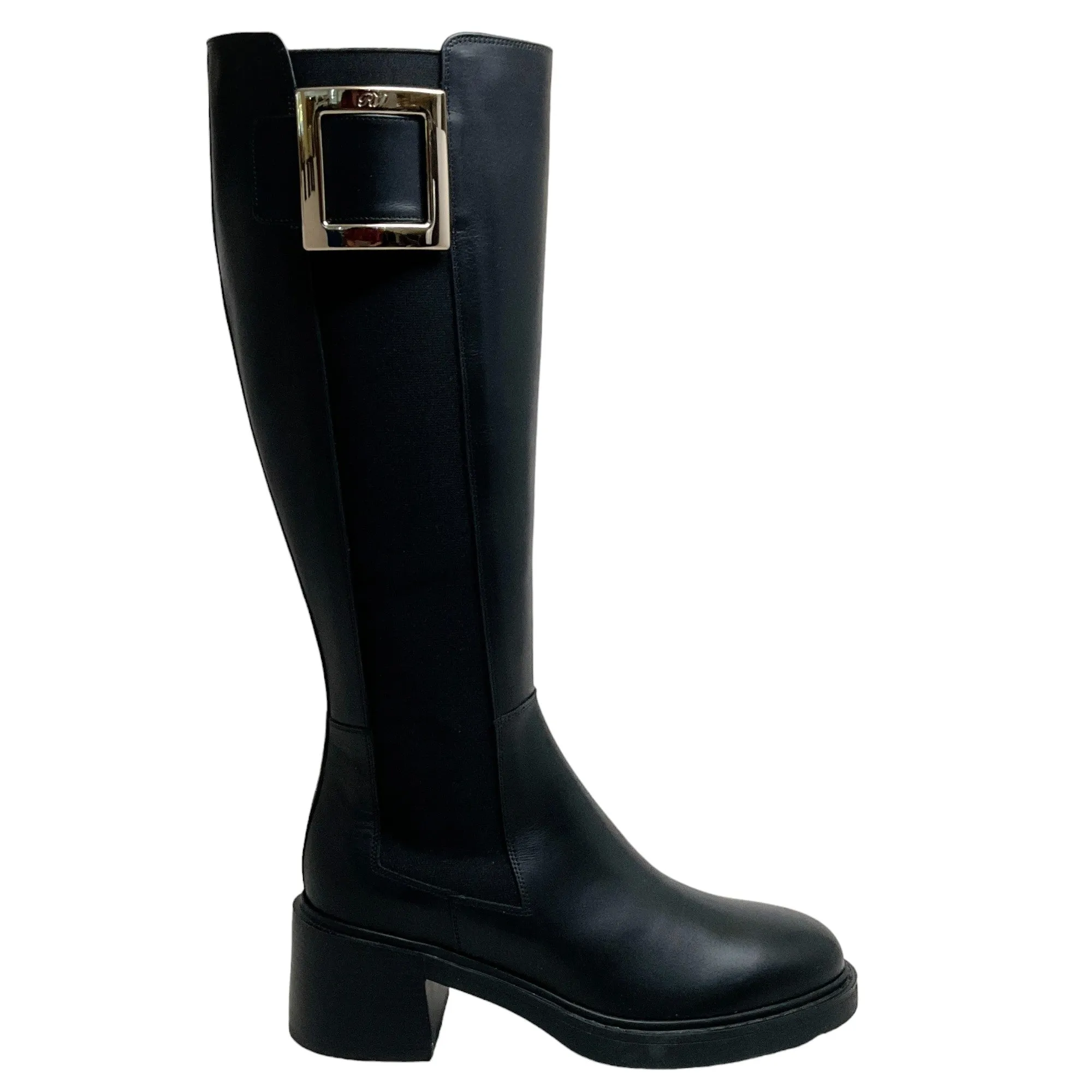 Roger Vivier Black Leather Viv' Ranger Chelsea Boots