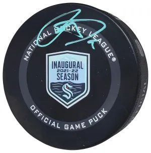 Ryan Donato Autographed Official Seattle Kraken Inaugural Season Logo Hockey Game Puck Fanatics Holo Stock #211732